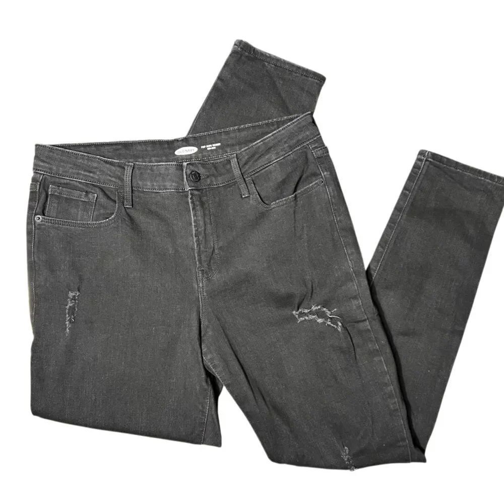 Old Navy Mid-Rise Pop icon Skinny distressed Black jeans Size 12